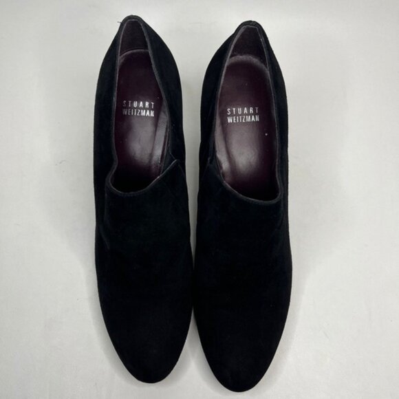 STUART WEITZMAN Made in Spain 🇪🇸 Black Suede Pumps Chunky Heel OW88728 Sz 10‎ - Picture 11 of 16